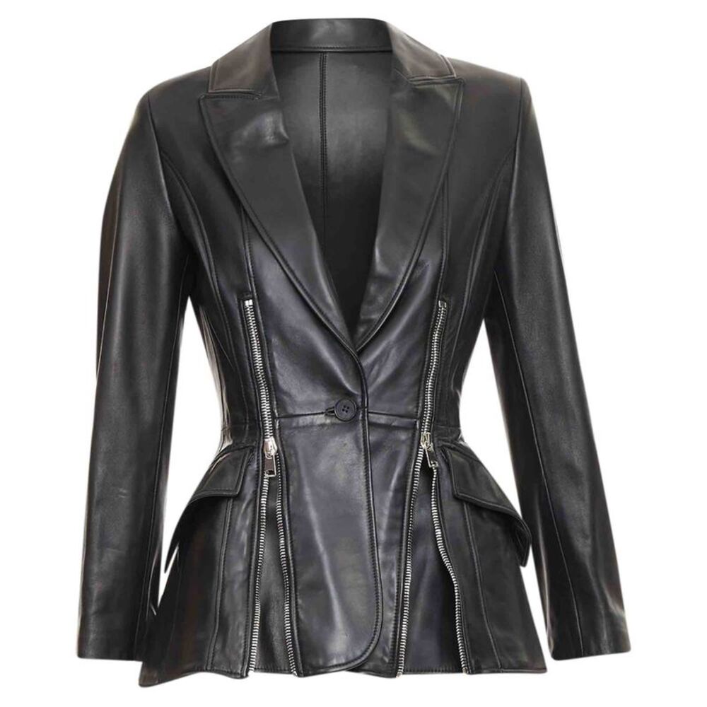 Alexander McQueen leather peplum blazer jacket
